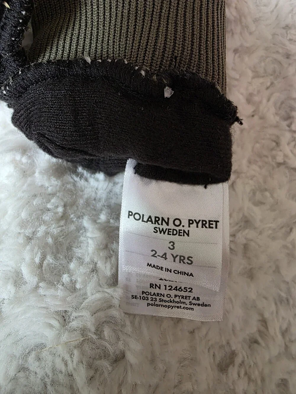 Polarn O. Pyret Olive Green Weather-Resistant Kids Gloves